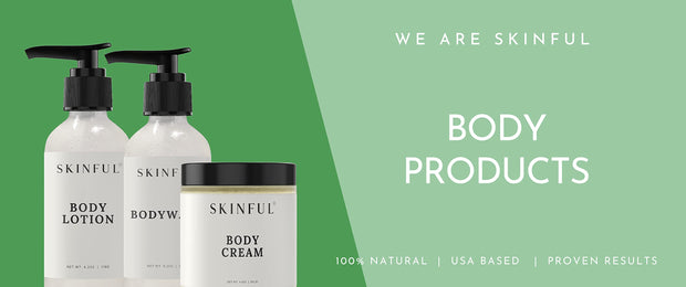 Skinful banner featuring Skinful Body Lotion, Skinful Bodywash, and Skinful Body Cream