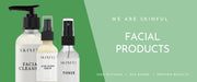 Skinful Banner featuring Skinful Facial Cleanser, Skinful Acne purge Serum, and Skinful Toner