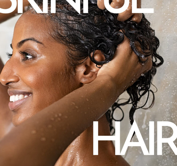 Female model posed to shampooing her hair
